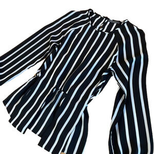 Beautiful Sheer Black and White Striped Blouse by Suzy Shier Size XS